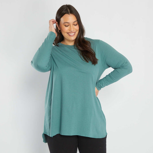 Long T-shirt with long sleeves GREEN