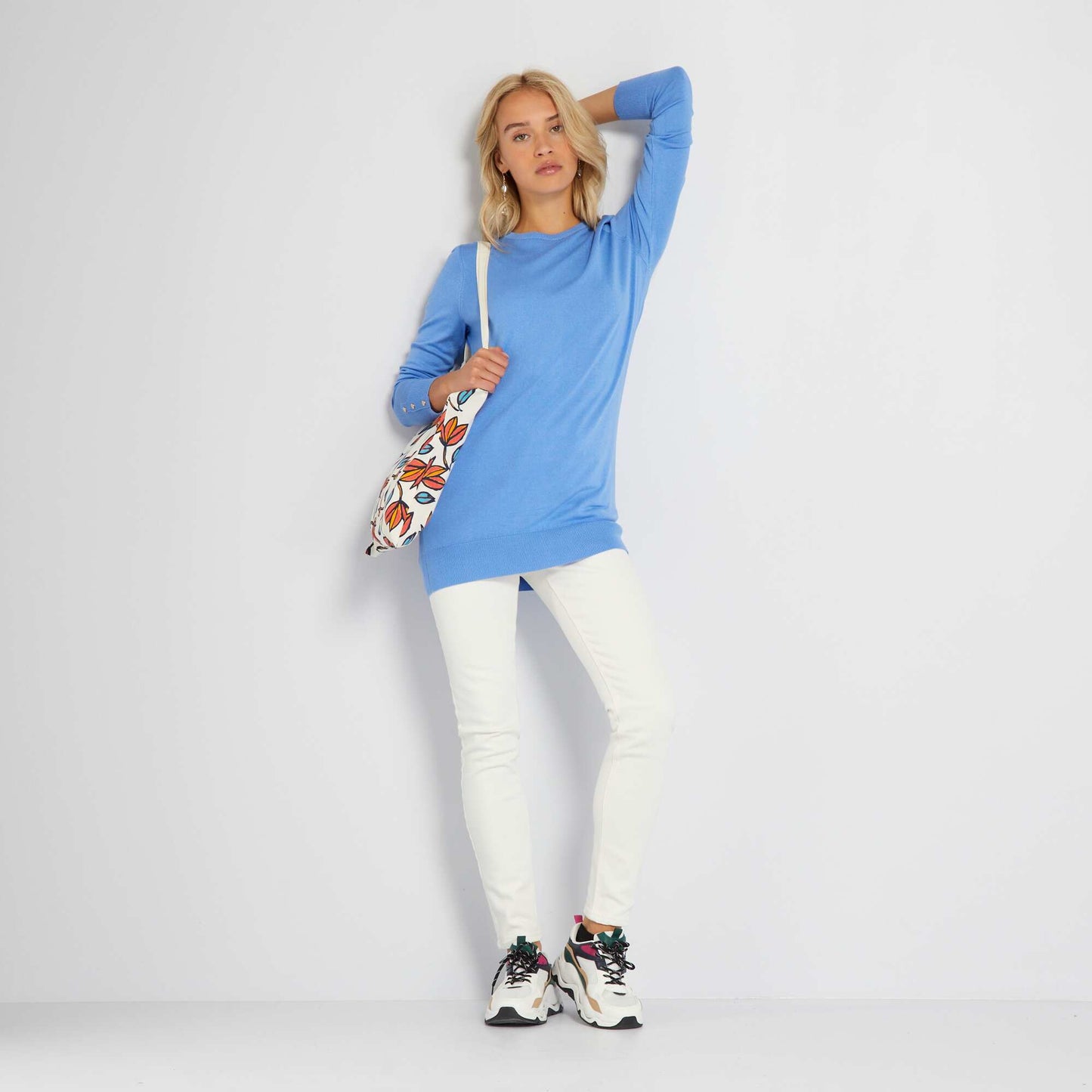 Soft fine-knit sweater BLUE