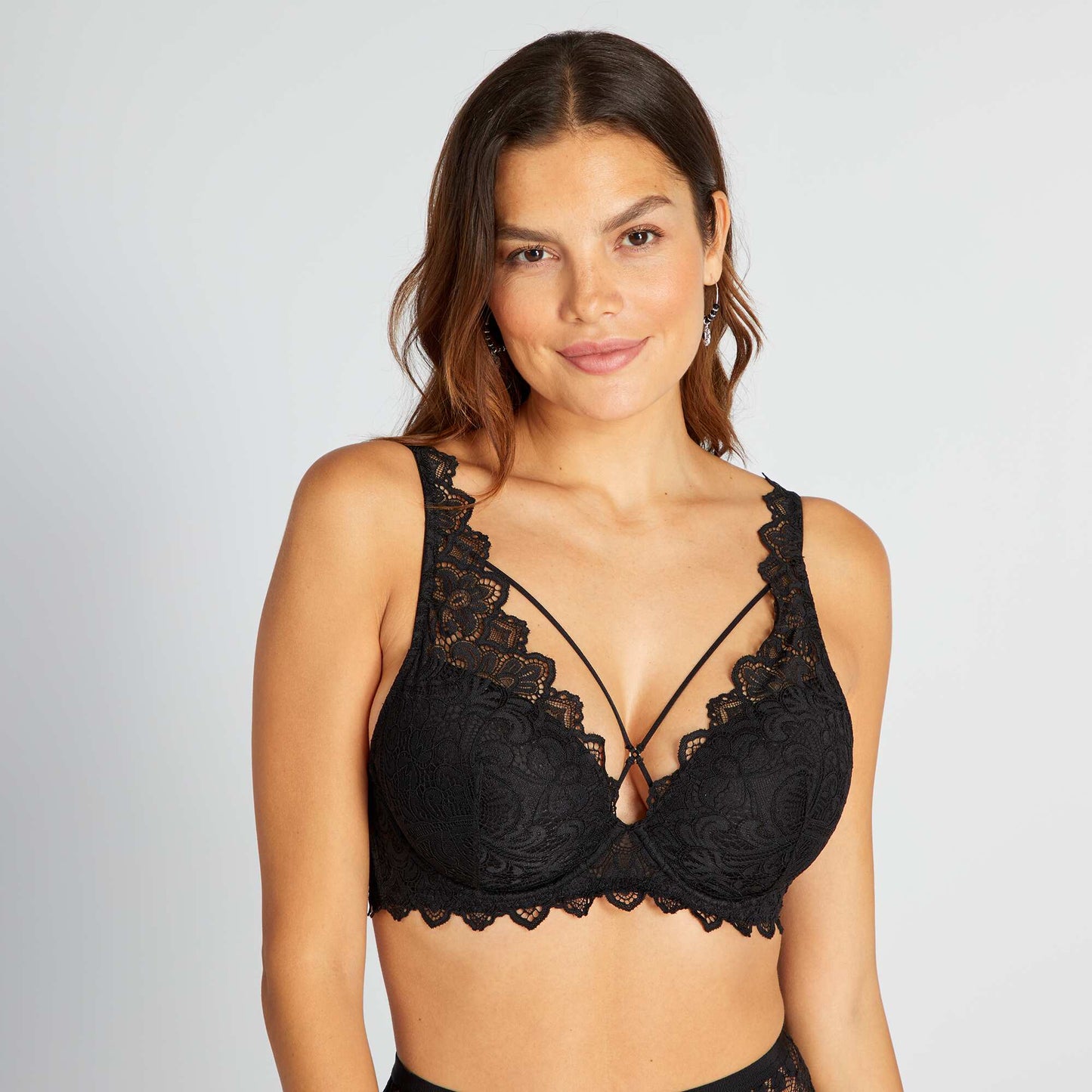 Lace bra for D&E cups black