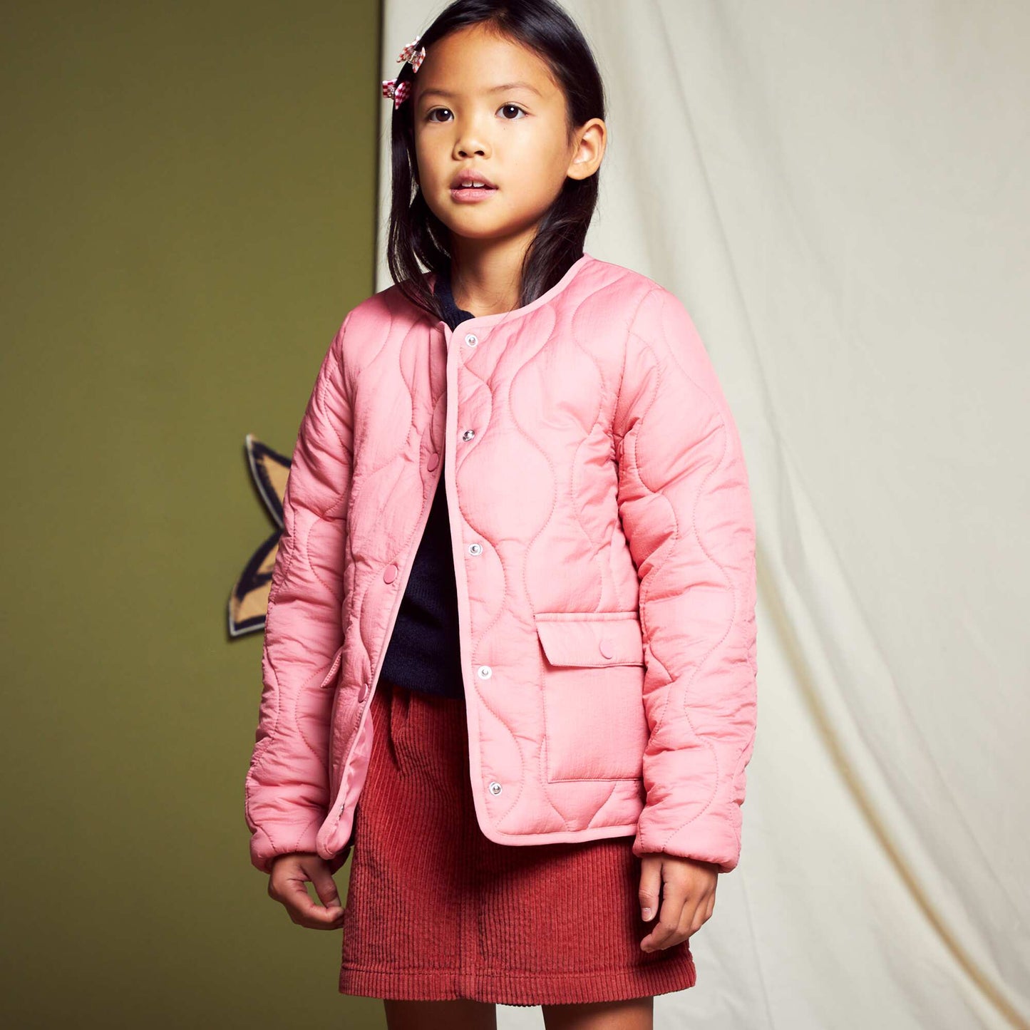 Water-repellent quilted jacket pink