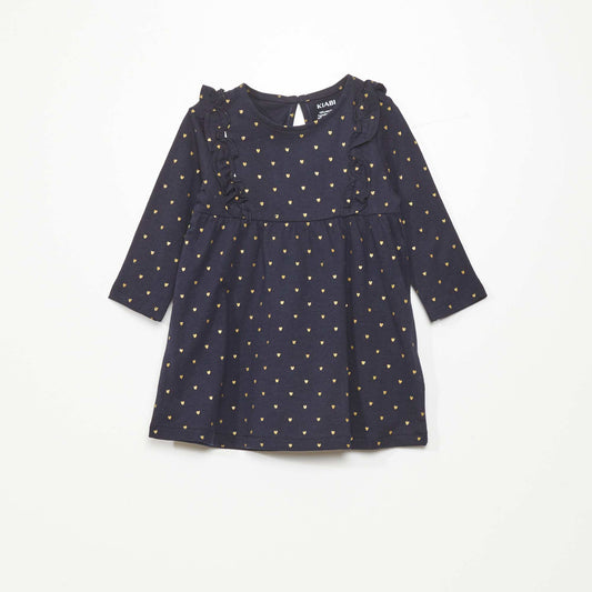 A-line dress with heart pattern NAVY HEART