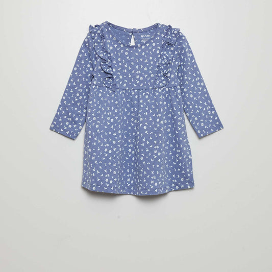A-line dress with spotted pattern BLUE