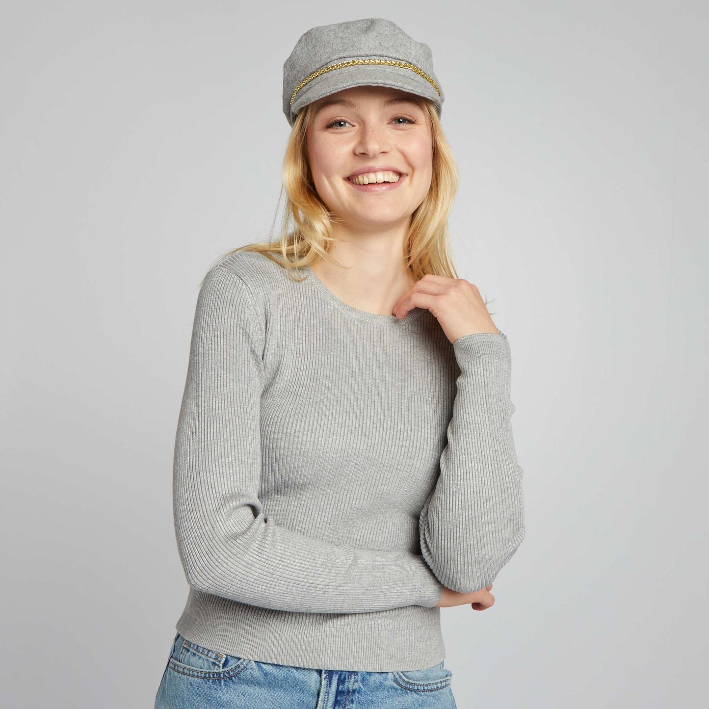 Ribbed knit jumper L_GREY