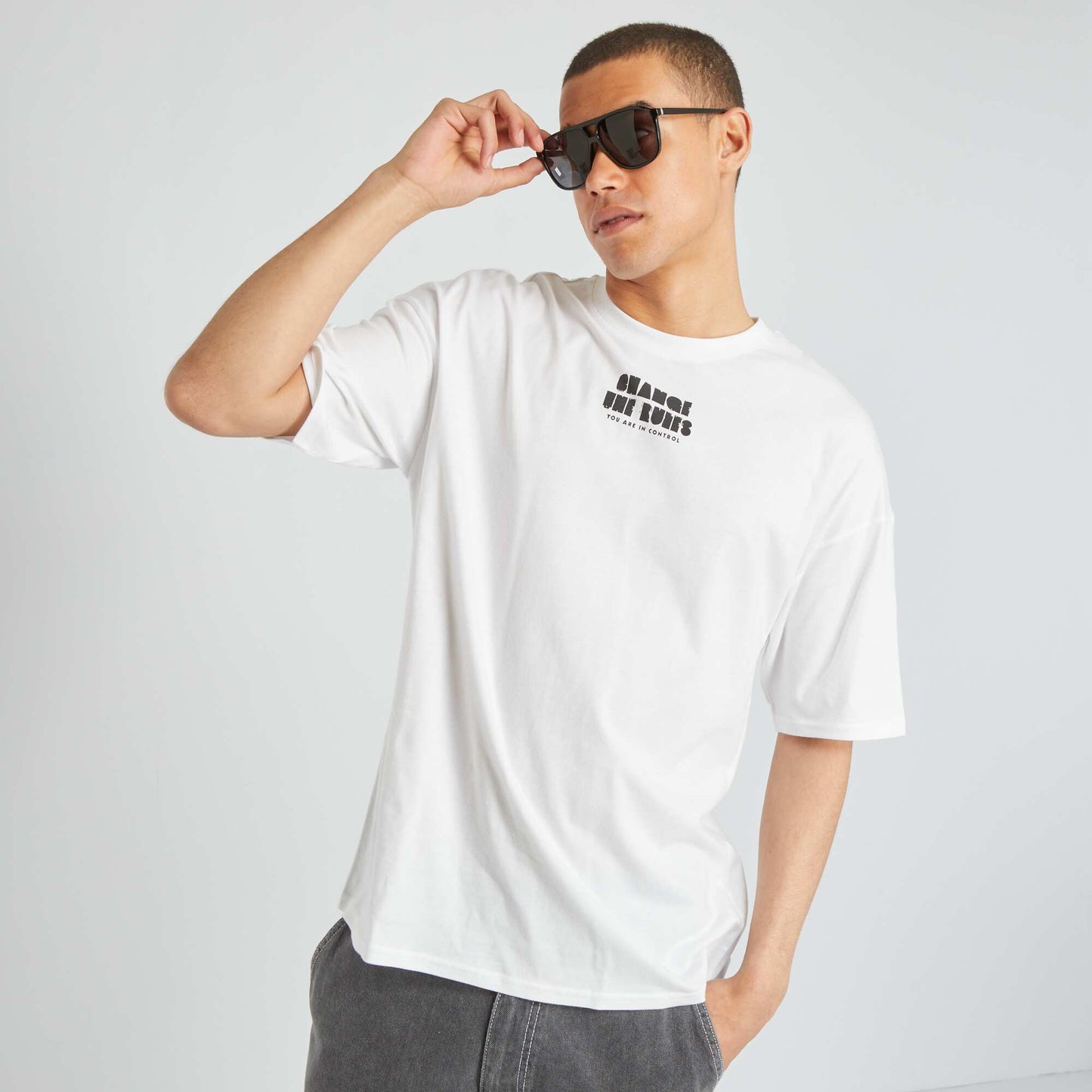Short-sleeved printed T-shirt WHITE