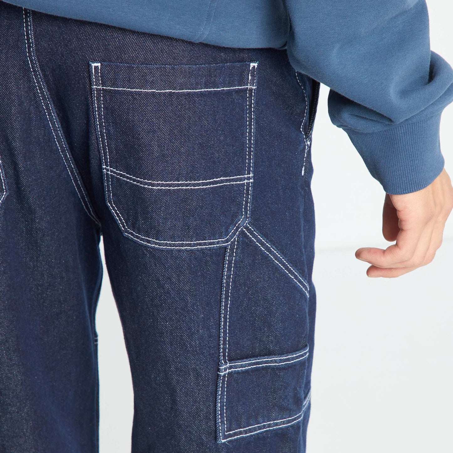 Wide-leg jeans with contrasting topstitching BLUE