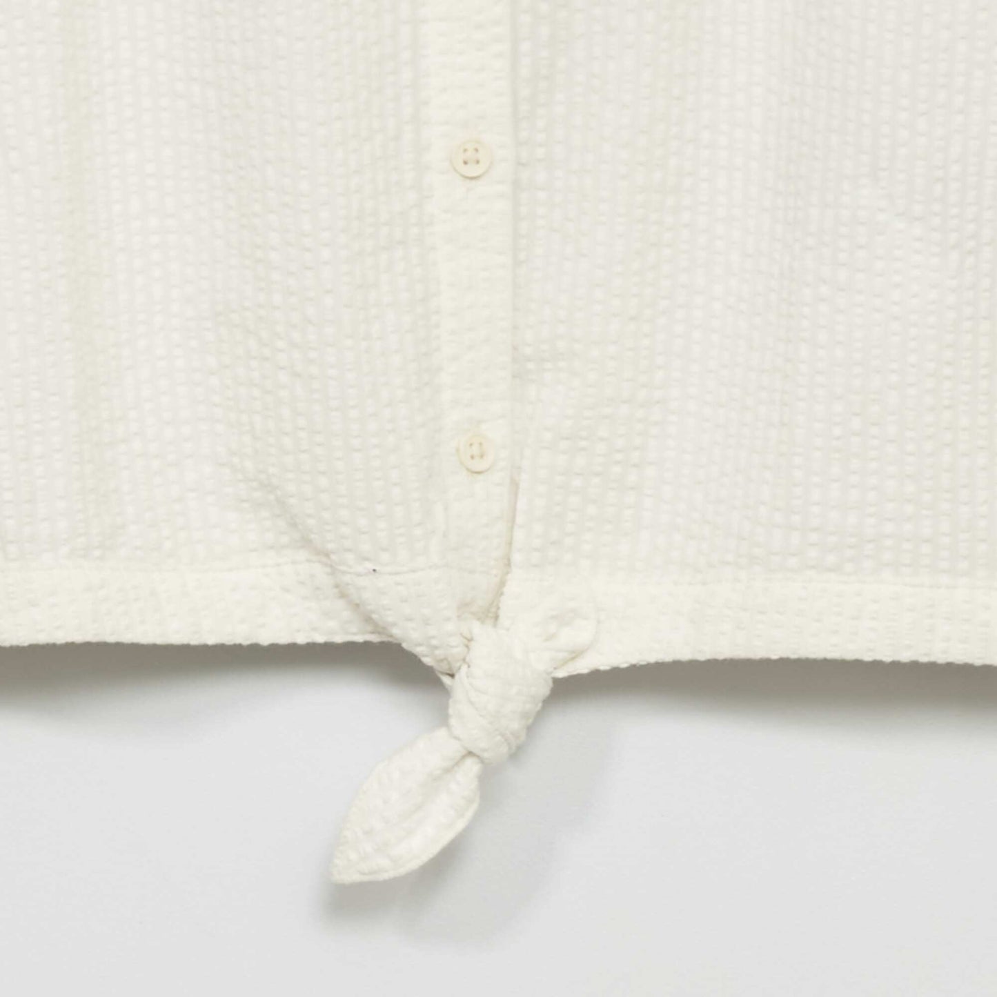 Waffle-knit blouse White