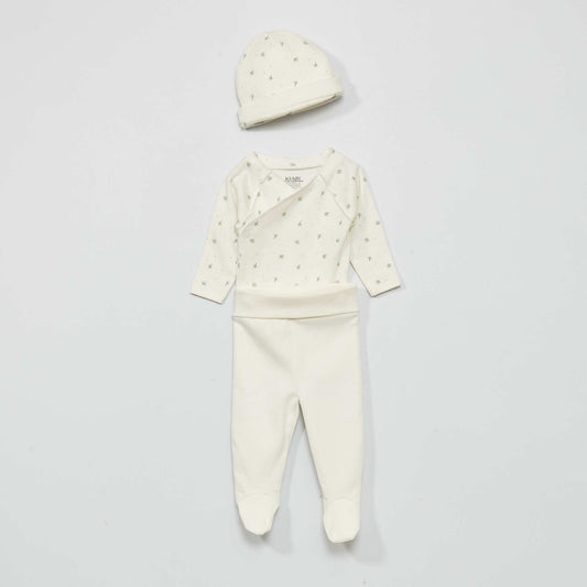Bodysuit, leggings and hat set - Three-piece set WHITE