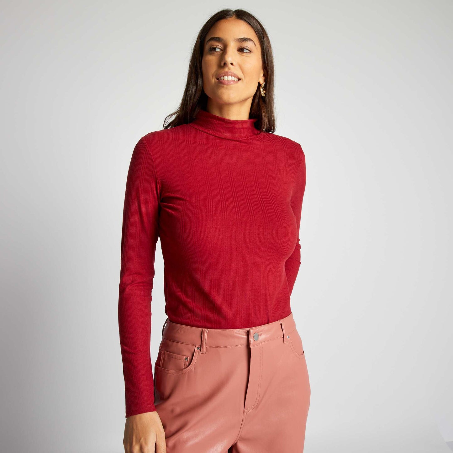 Ribbed knit undersweater RED
