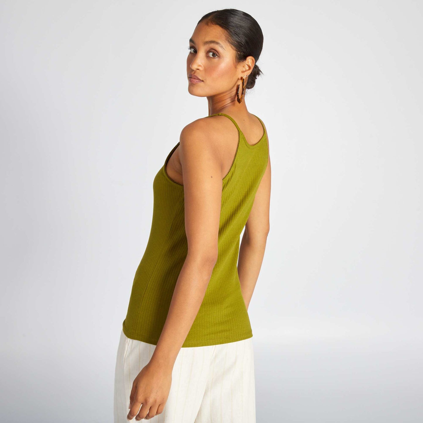 Vest top with spaghetti straps GREEN