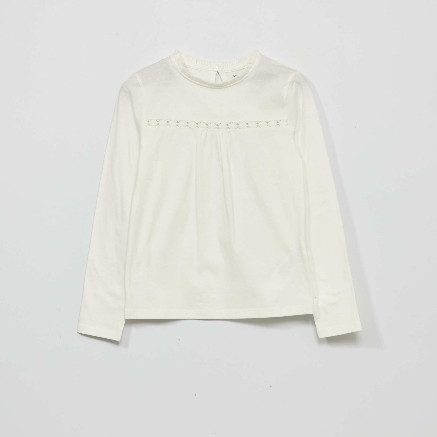 T-shirt with lace sleeves White