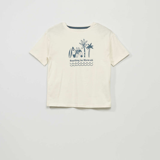 Hawaii surf print T-shirt WHITE