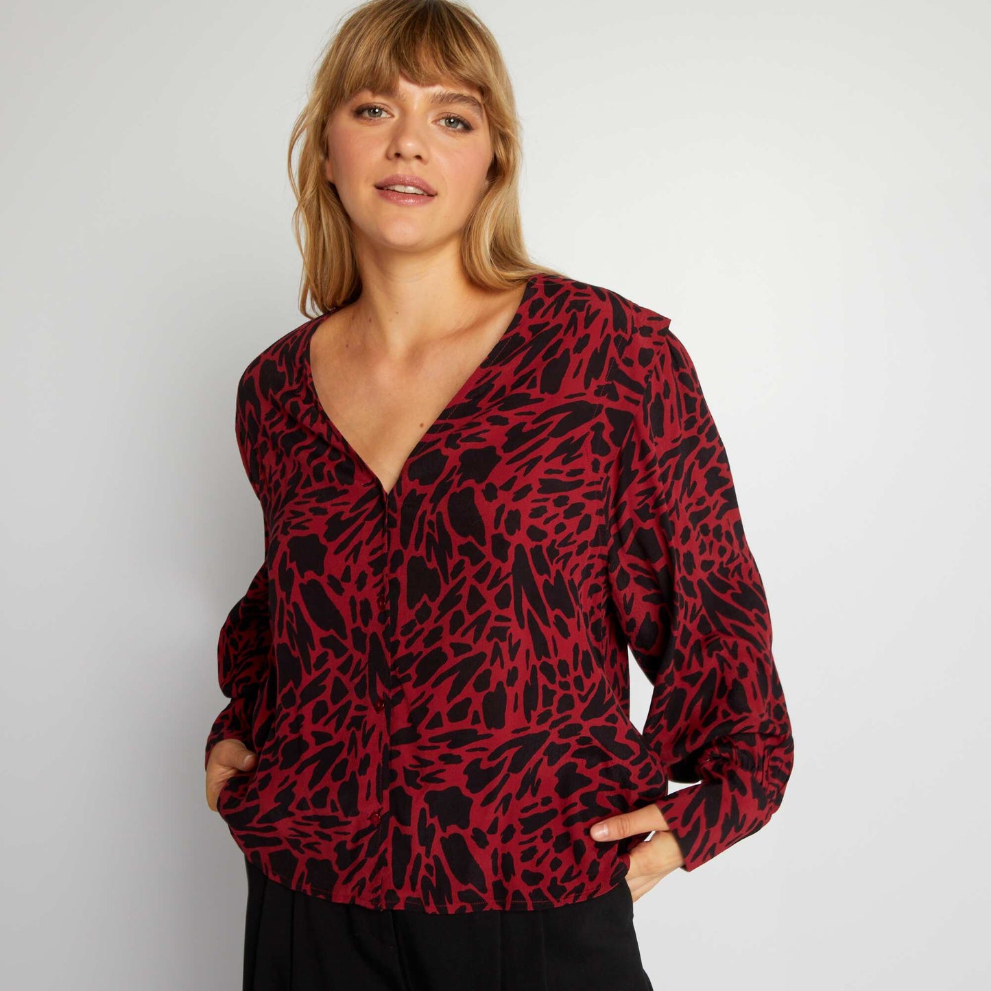 Flowing printed blouse Black/red