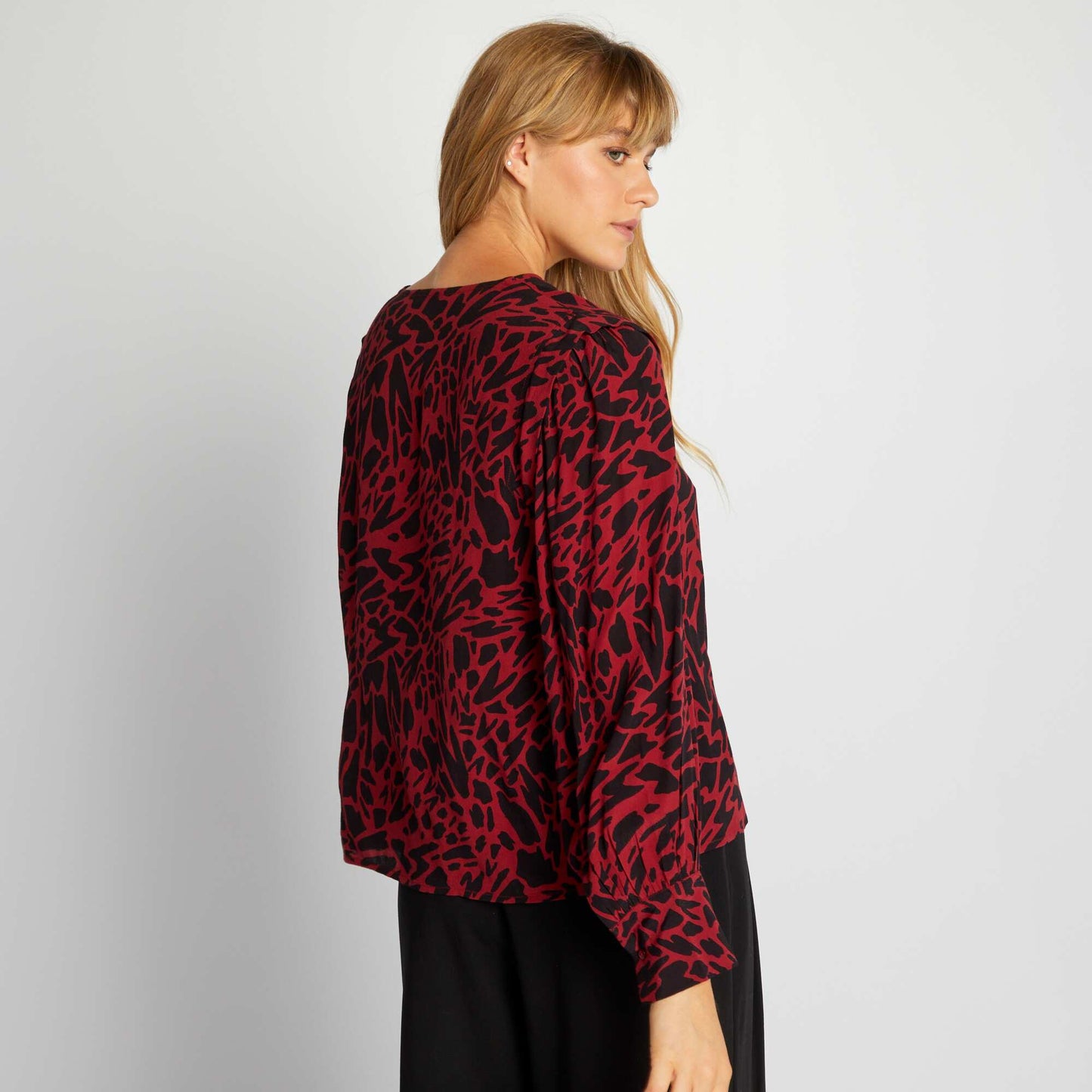 Flowing printed blouse Black/red