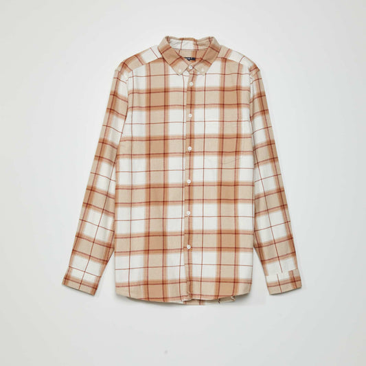 Straight flannel shirt Beige/brown
