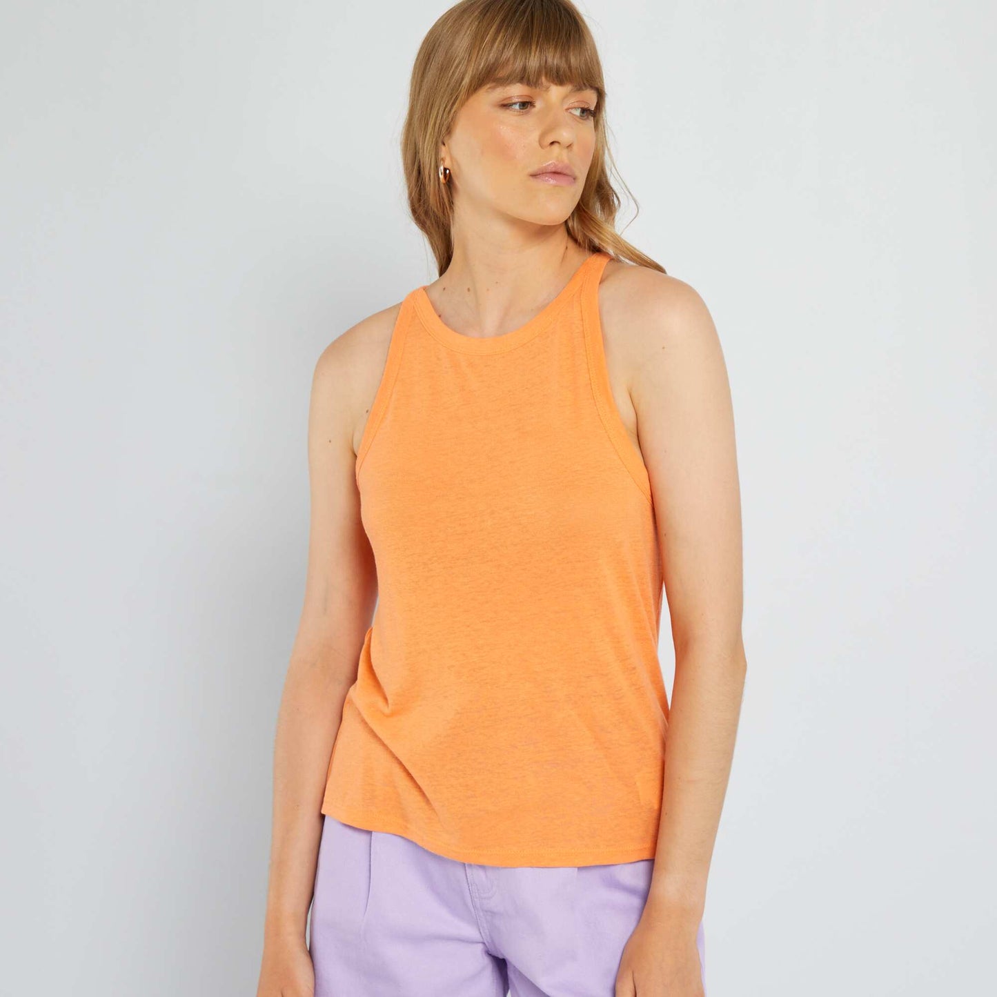 Linen top with cutaway arms ORANGE