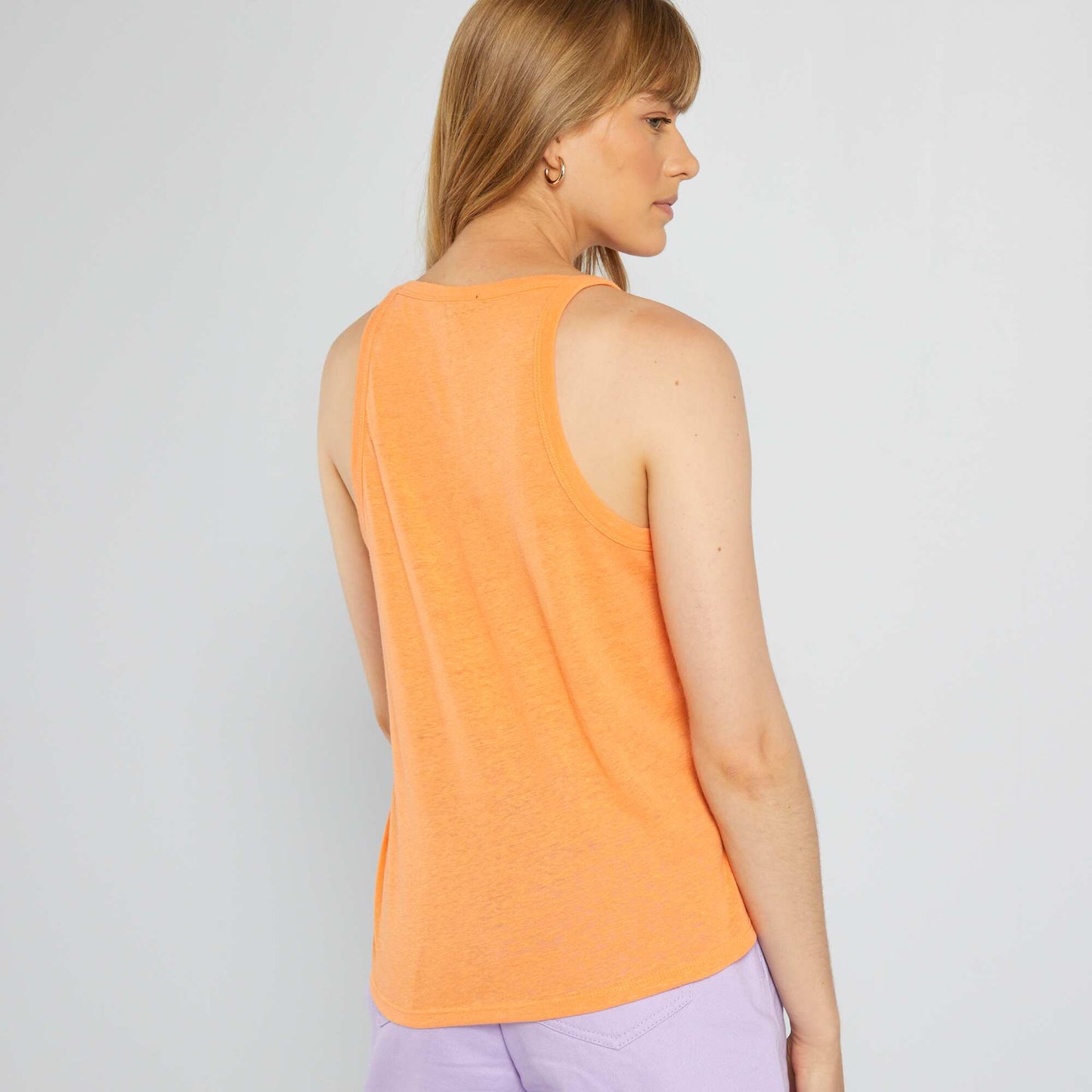 Linen top with cutaway arms ORANGE