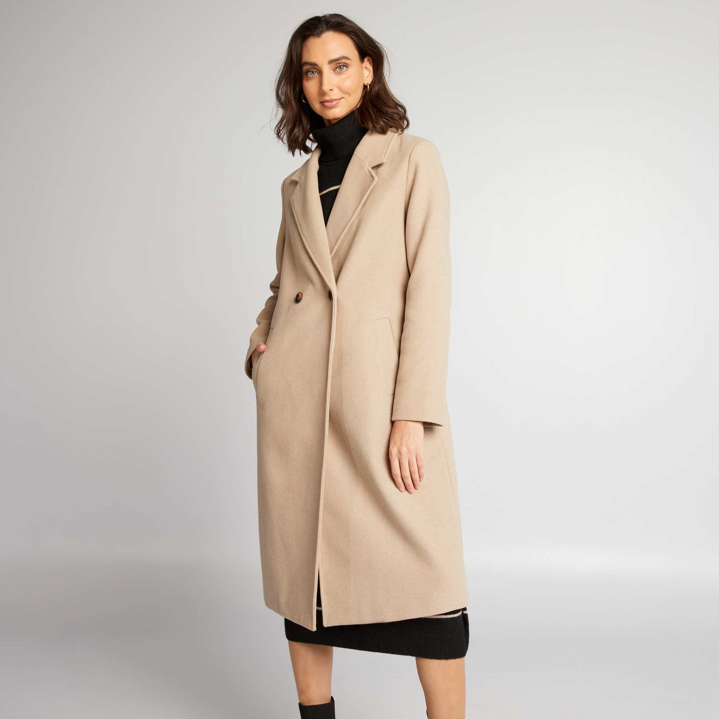 Wool-style coat BEIGE DOES