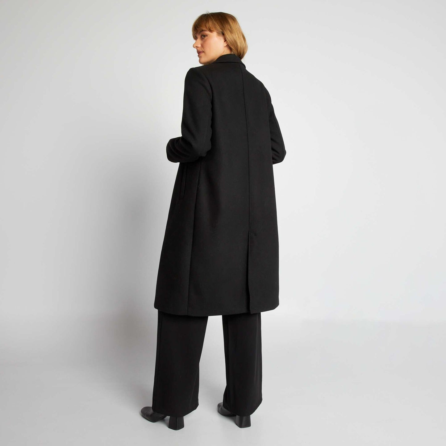 Wool-style coat BLACK