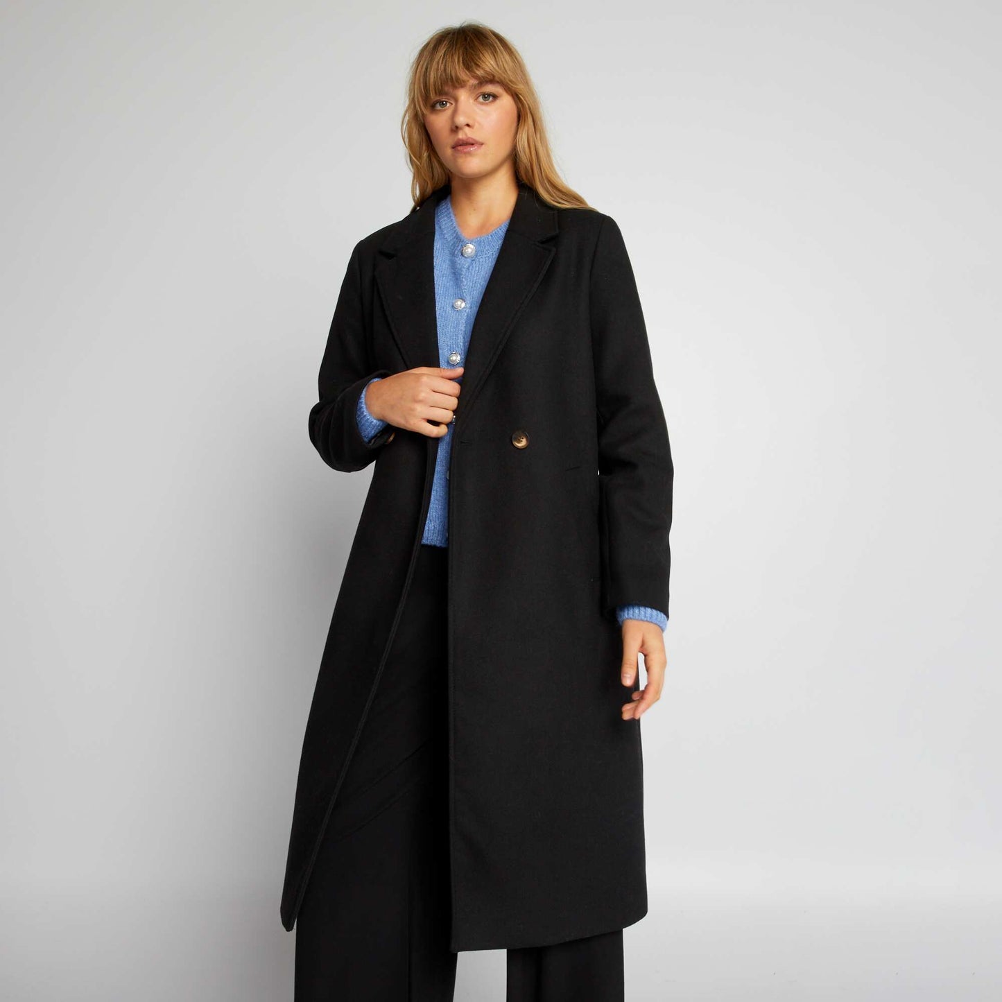 Wool-style coat BLACK