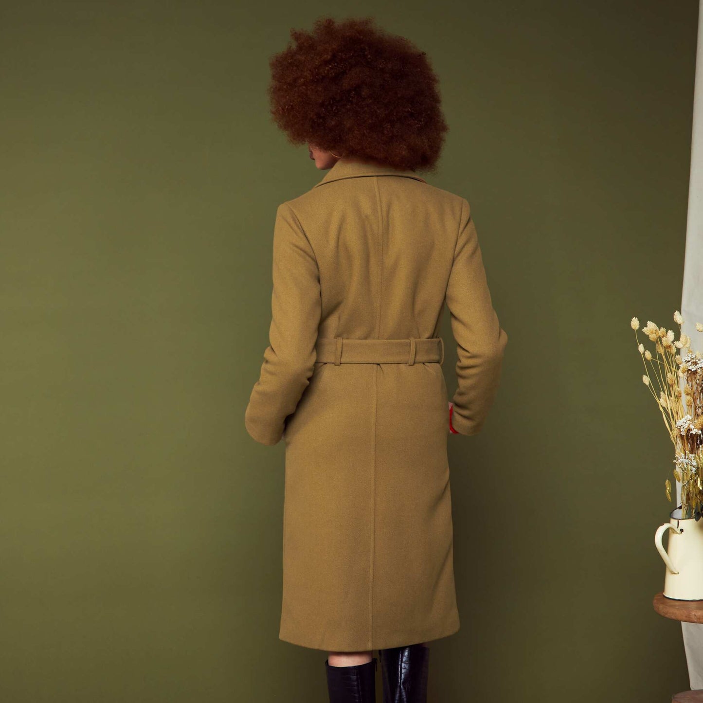 Long coat with belt CAMEL_