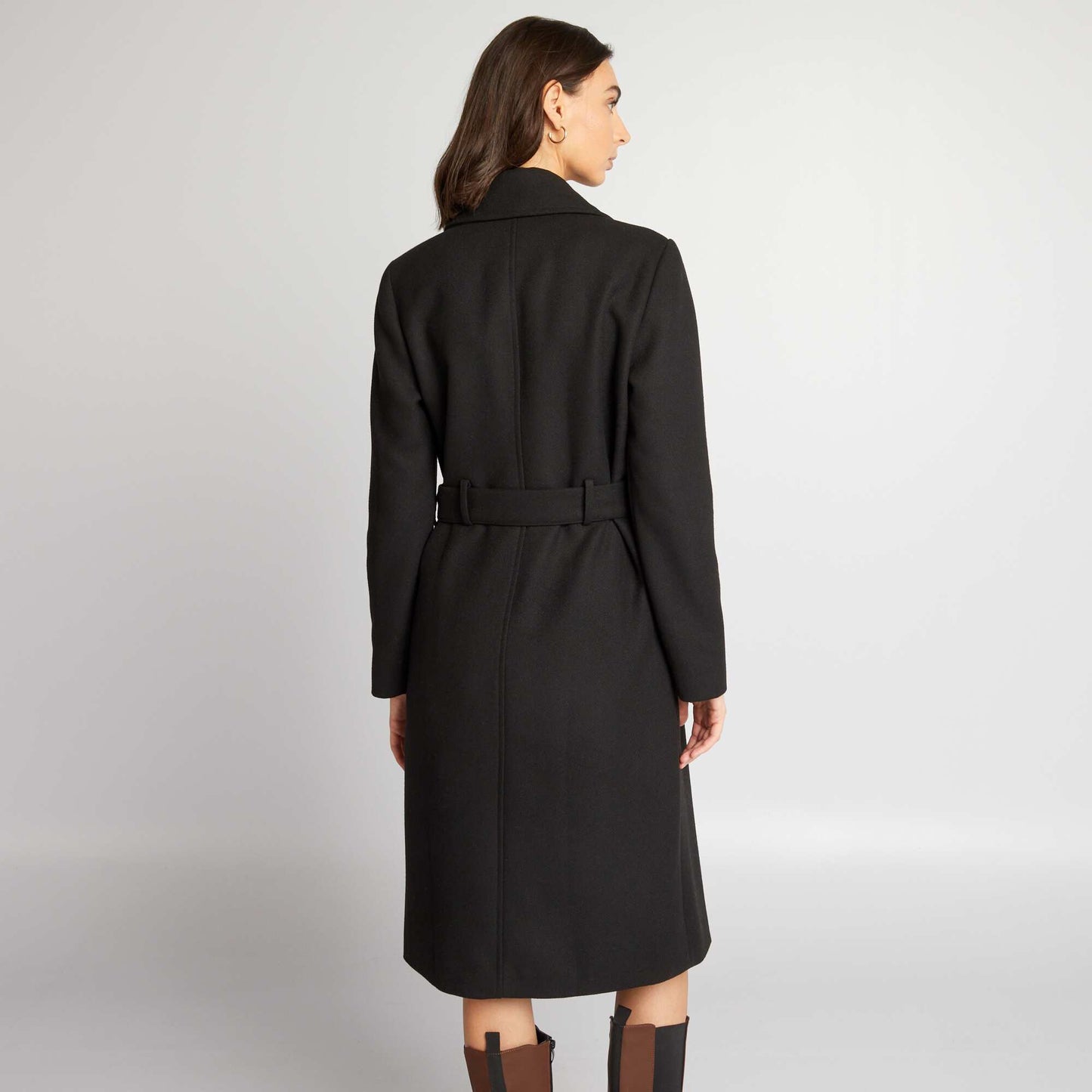 Long coat with belt black