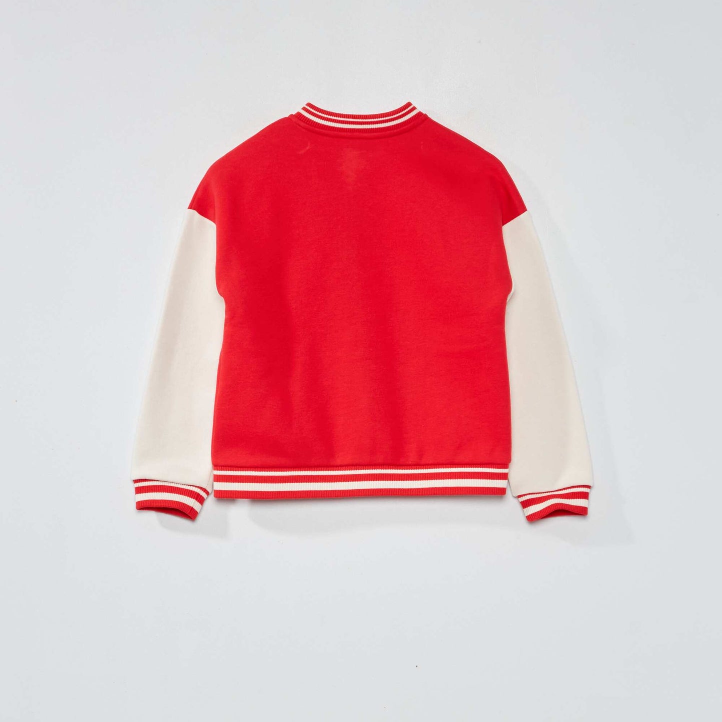 Varsity-style sweatshirt fabric jacket Red