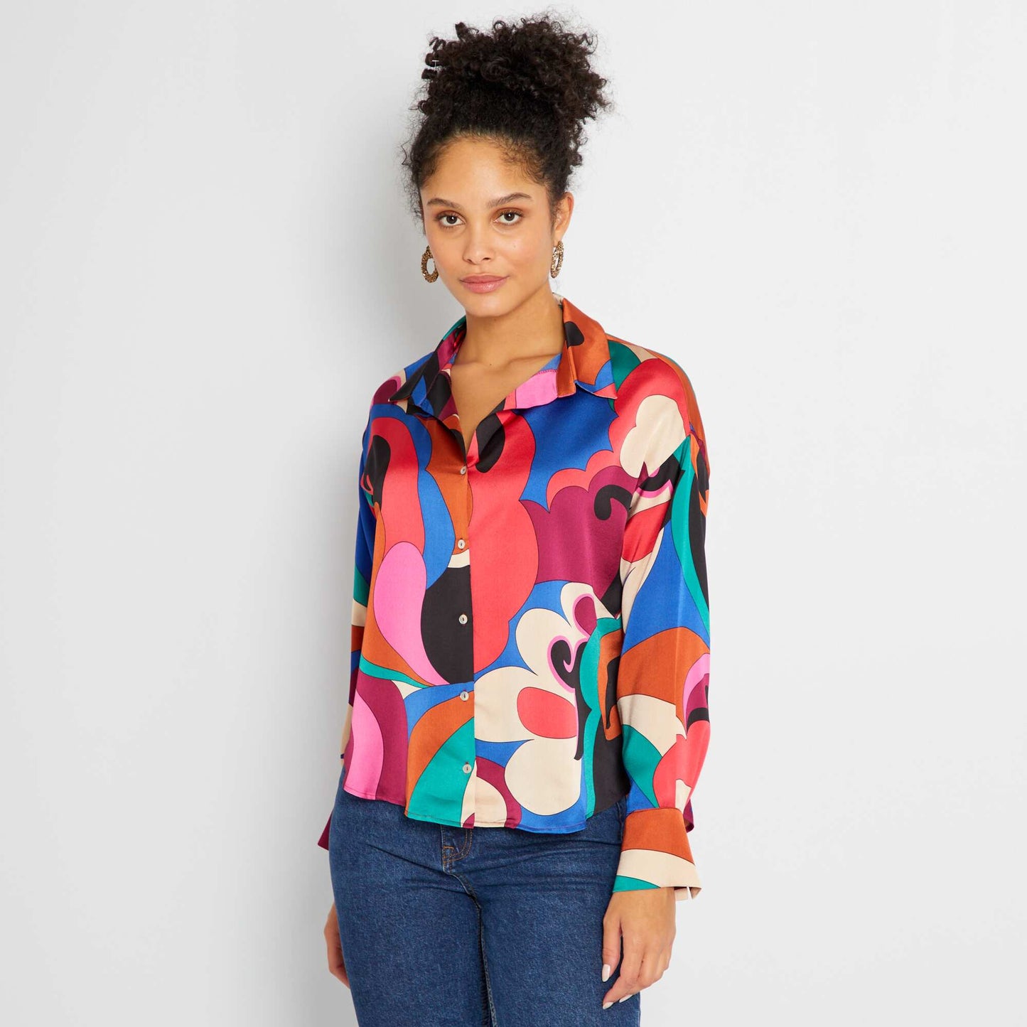 Satin-effect blouse multicoloured