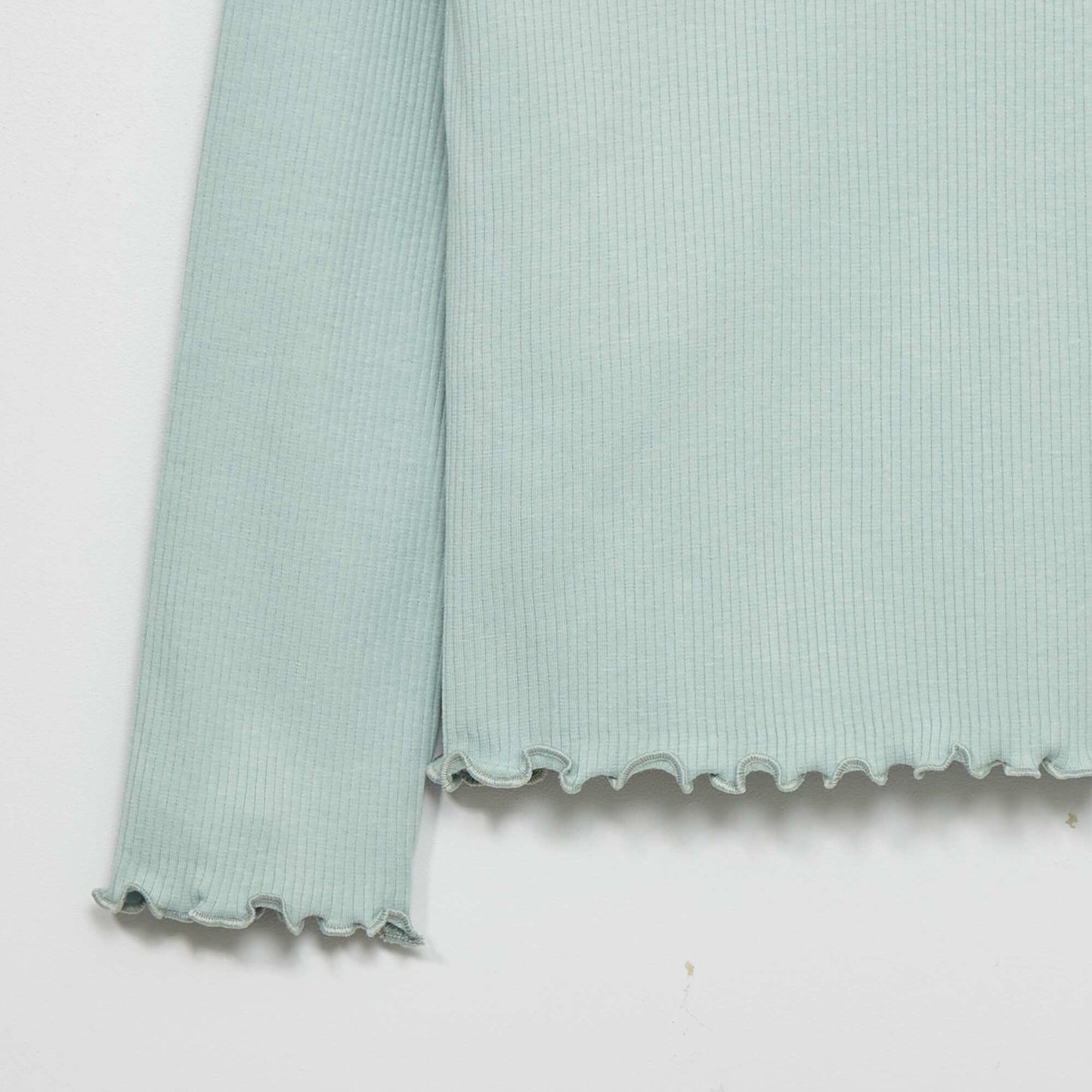 Ribbed knit long-sleeved T-shirt BLUE ETHE