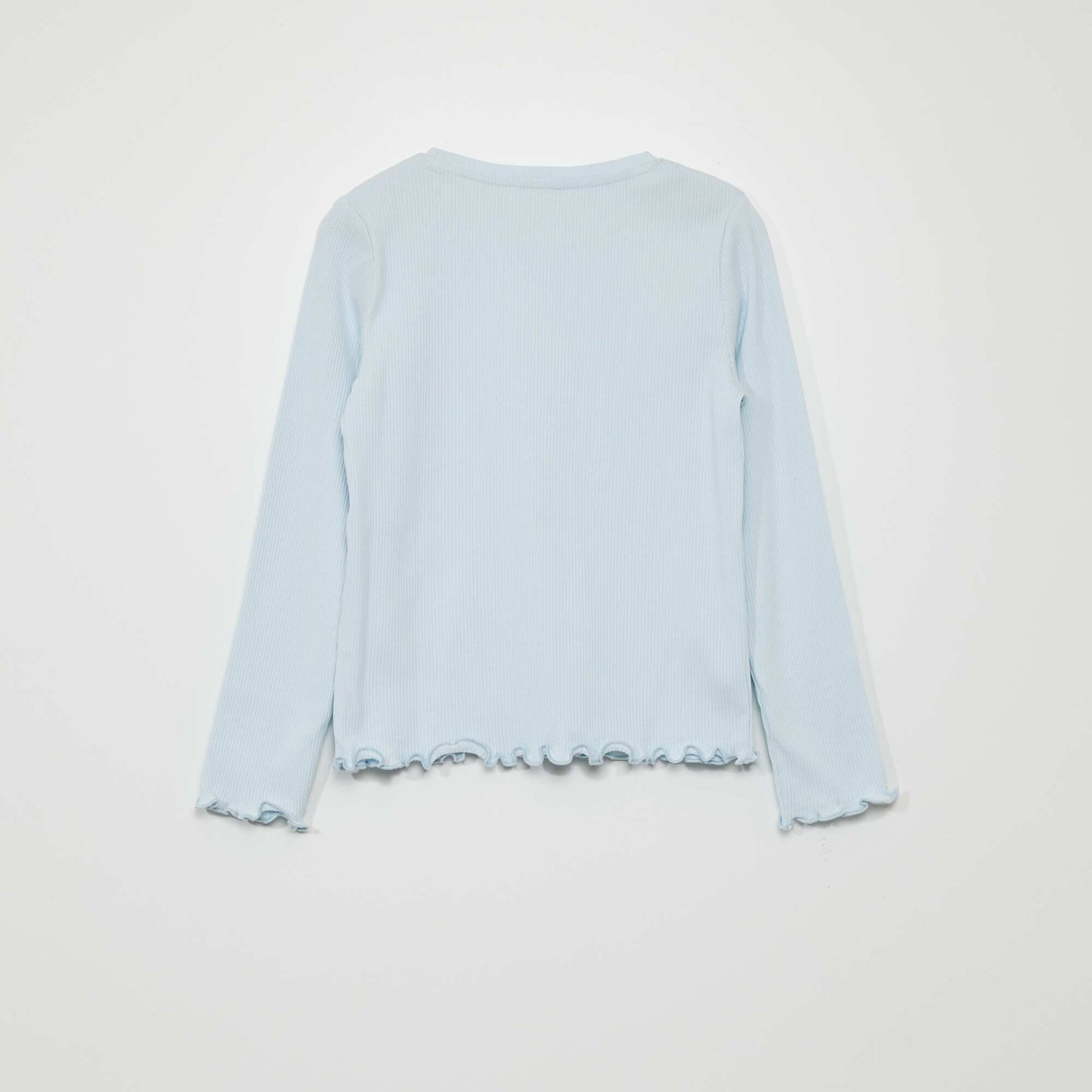 Ribbed knit long-sleeved T-shirt BLUE