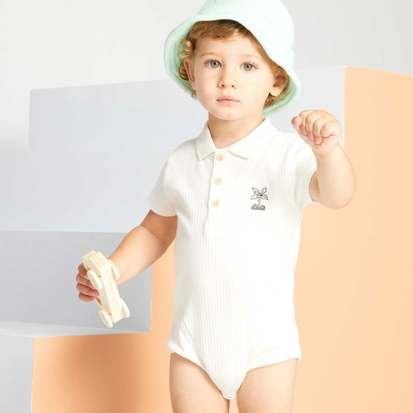 Short-sleeved bodysuit with polo collar WHITE