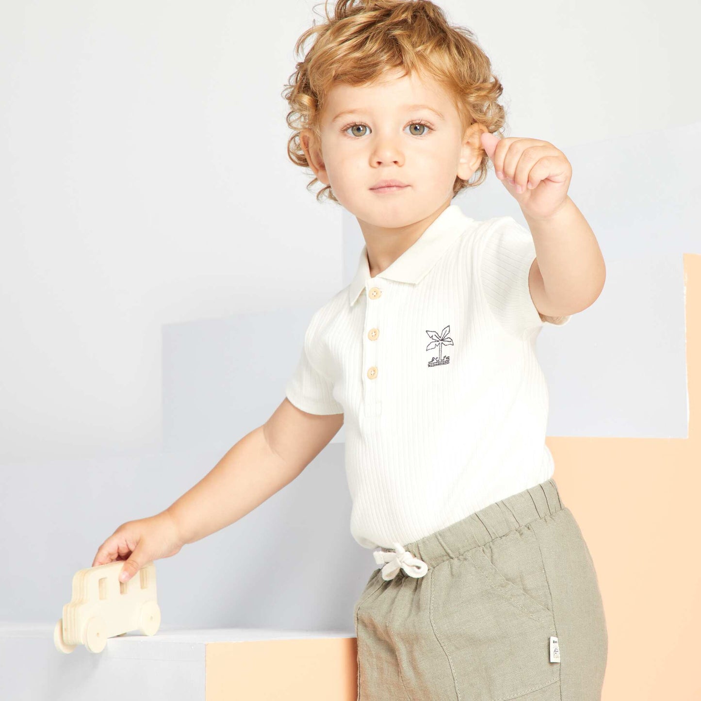 Short-sleeved bodysuit with polo collar WHITE