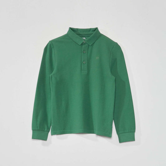 Piqué knit polo shirt green
