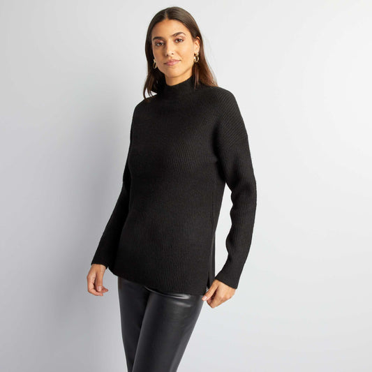 Knit sweater with high neck black