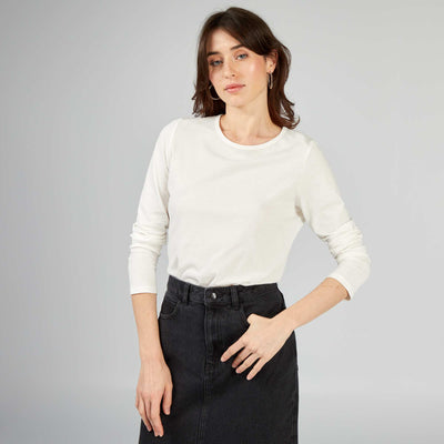 جيرسيه بأكمام طويلة تيشرت أبيض