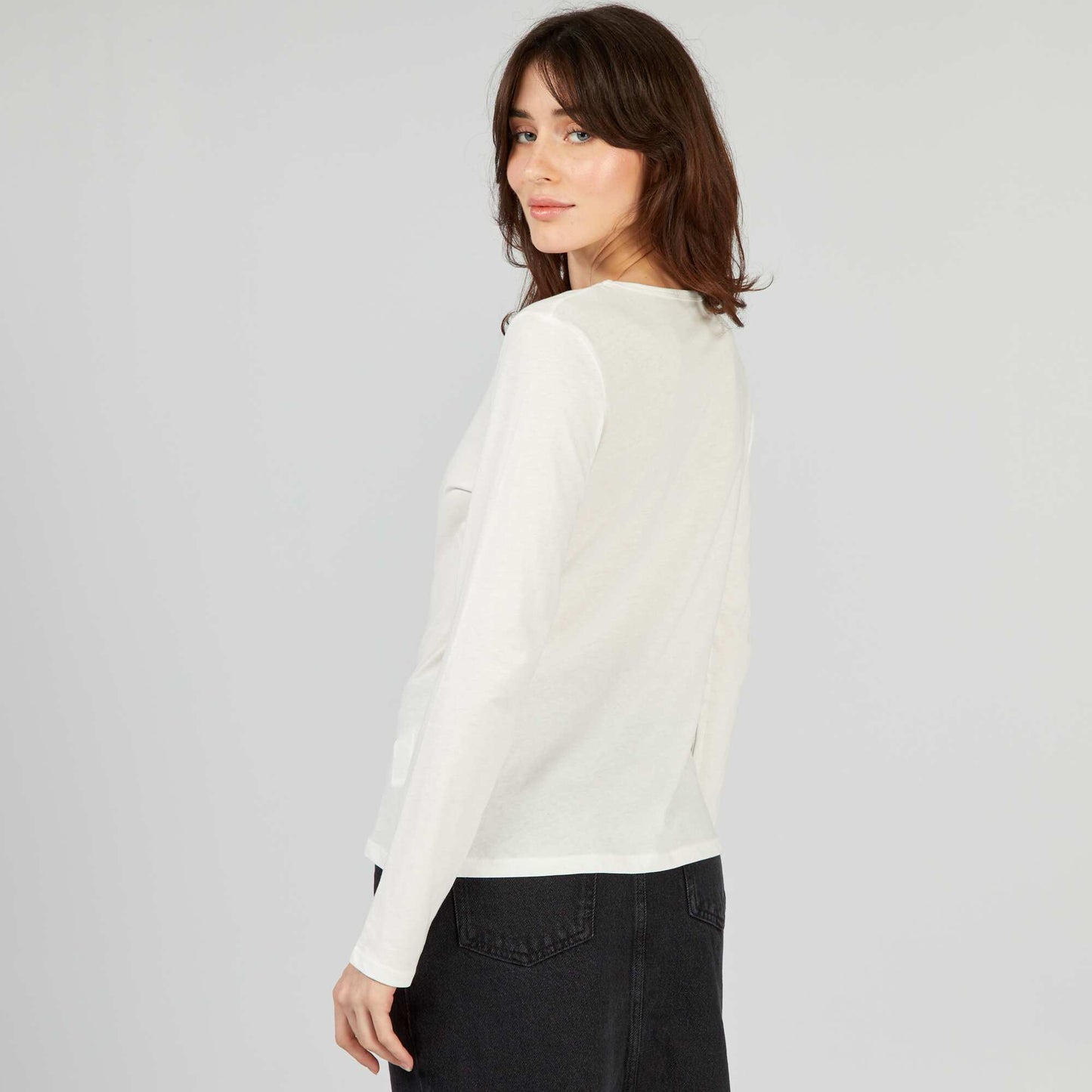 Long-sleeved jersey T-shirt White