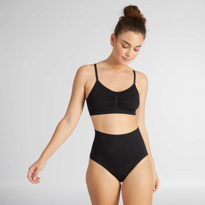 High-waisted control briefs Black