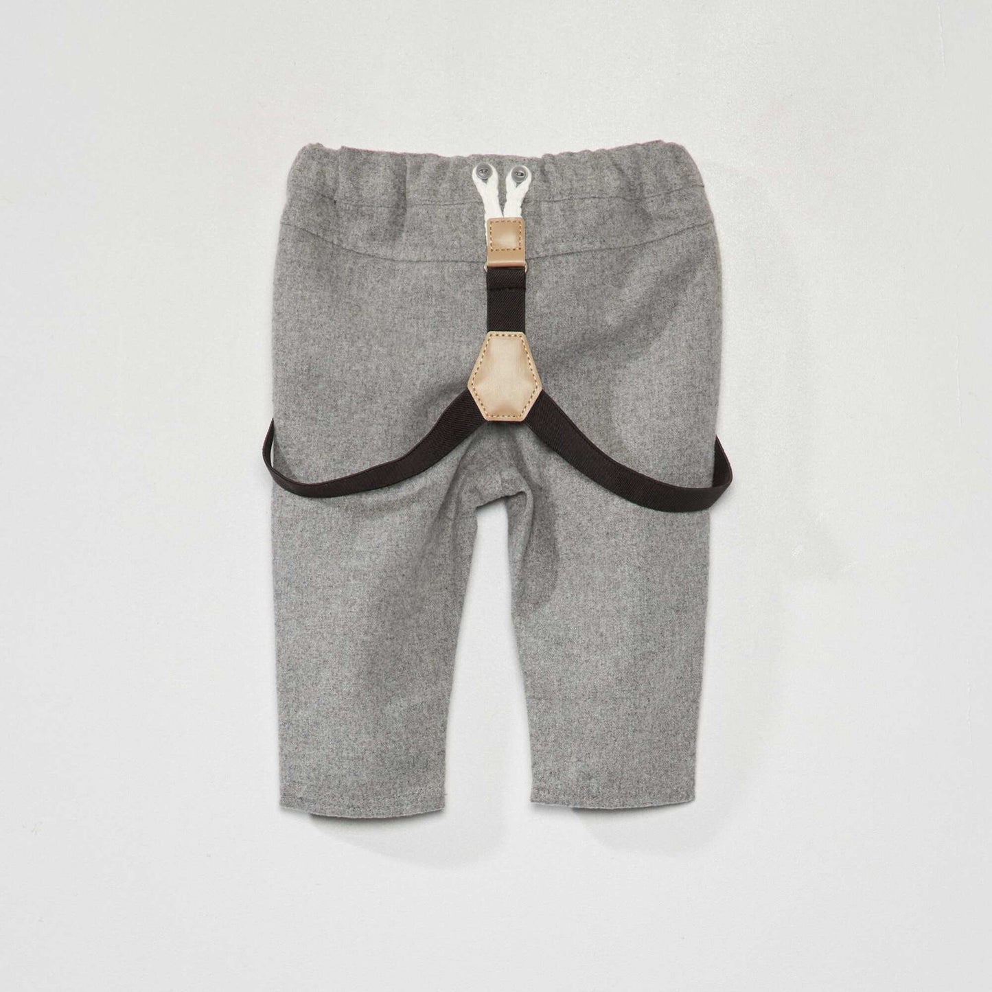 Flannel chinos with detachable braces M_GREY