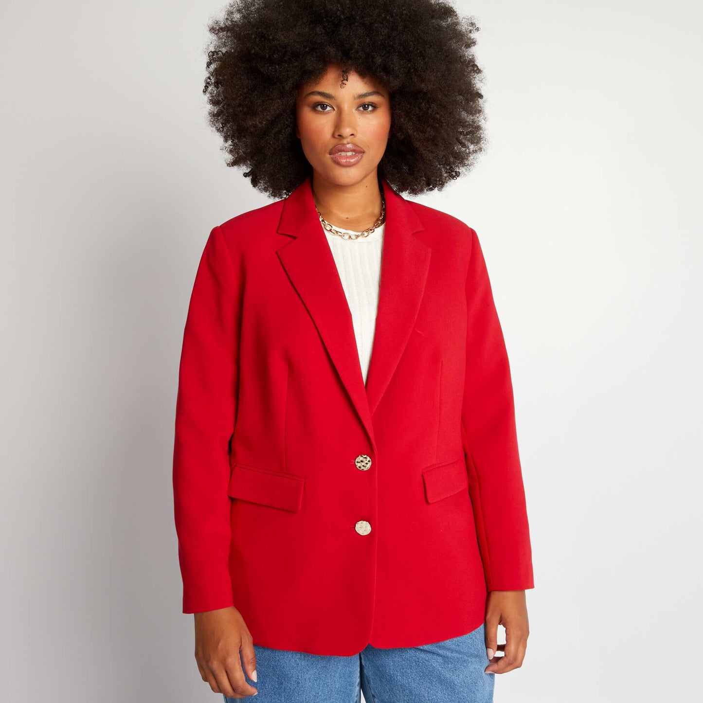 Tailored jacket with textured buttons SAVVY_RED