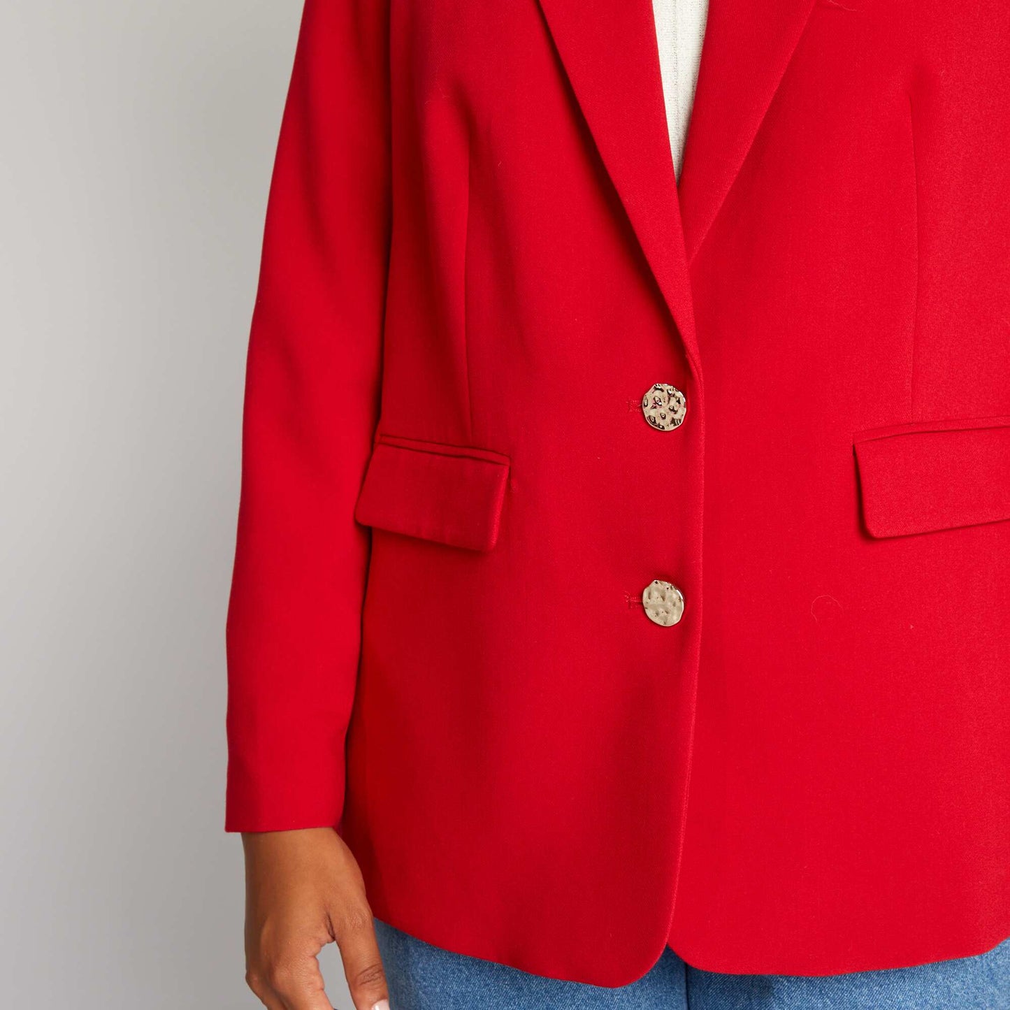 Tailored jacket with textured buttons SAVVY_RED