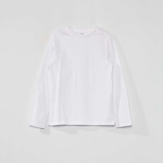 Plain long-sleeved T-shirt White