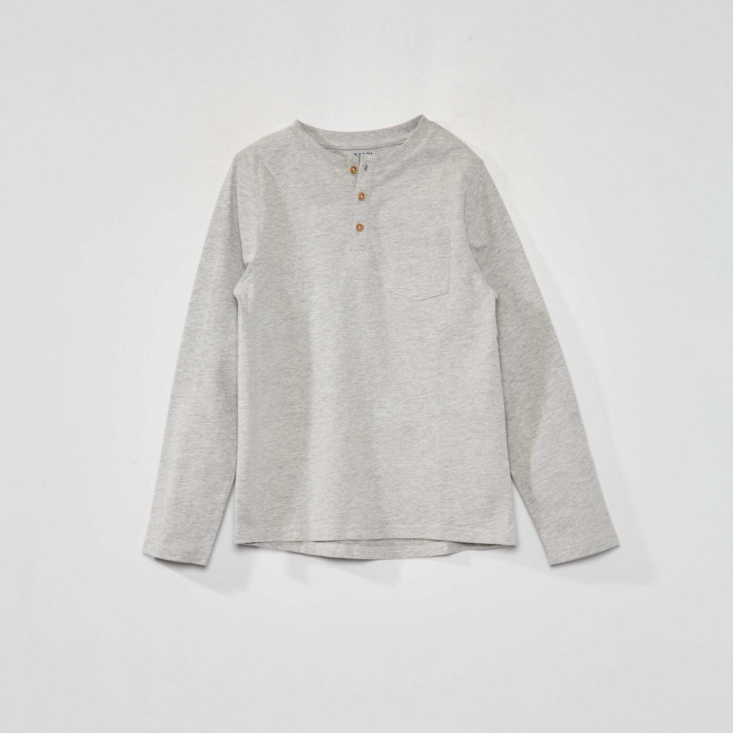 Long-sleeved T-shirt with henley collar GREY