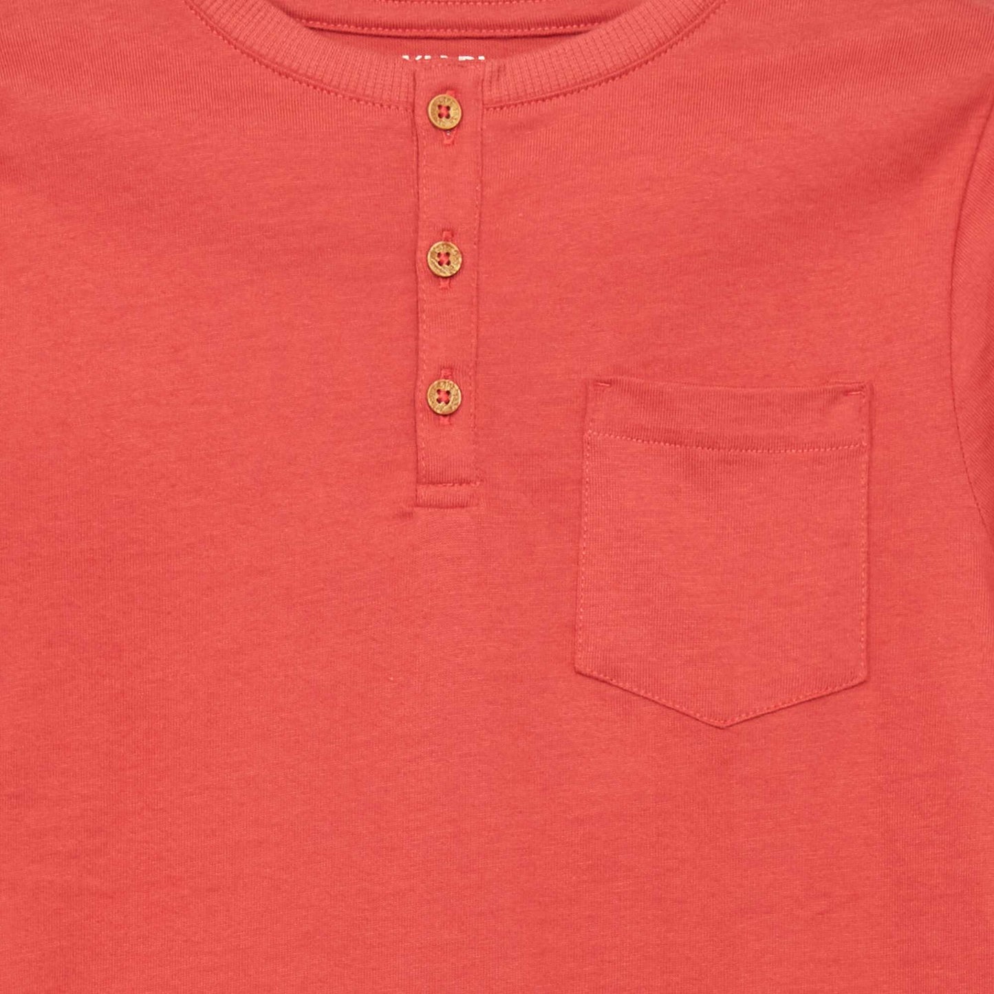 Long-sleeved T-shirt with henley collar raspberry red