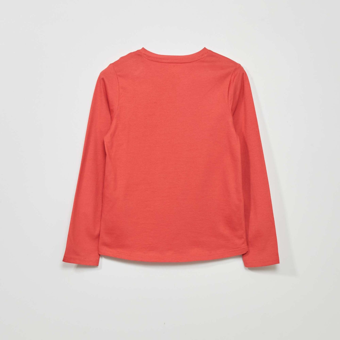 Long-sleeved T-shirt with henley collar raspberry red