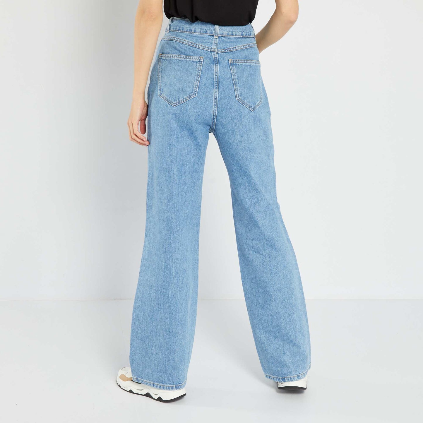 High-rise wide-leg jeans with belt Blue