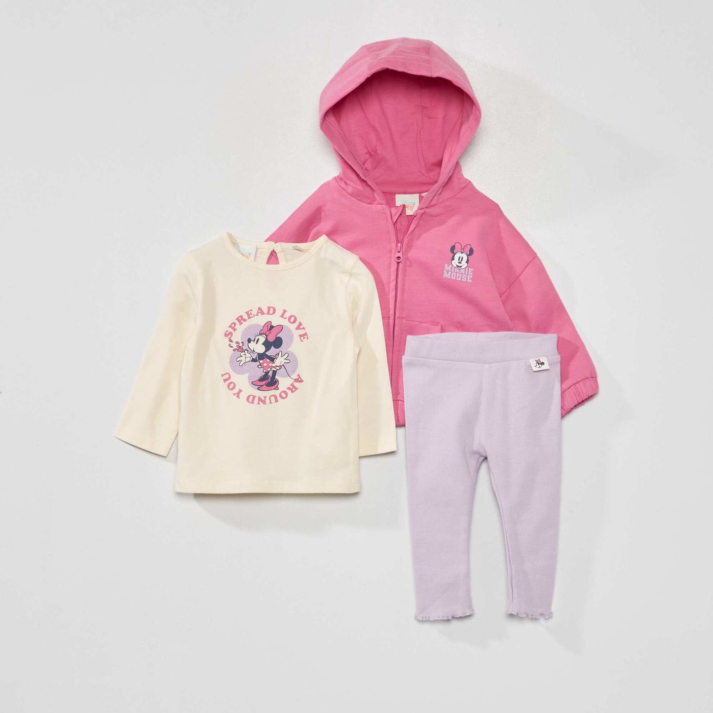 Minnie Mouse T-shirt, hooded jacket and leggings set - Three-piece set PINK