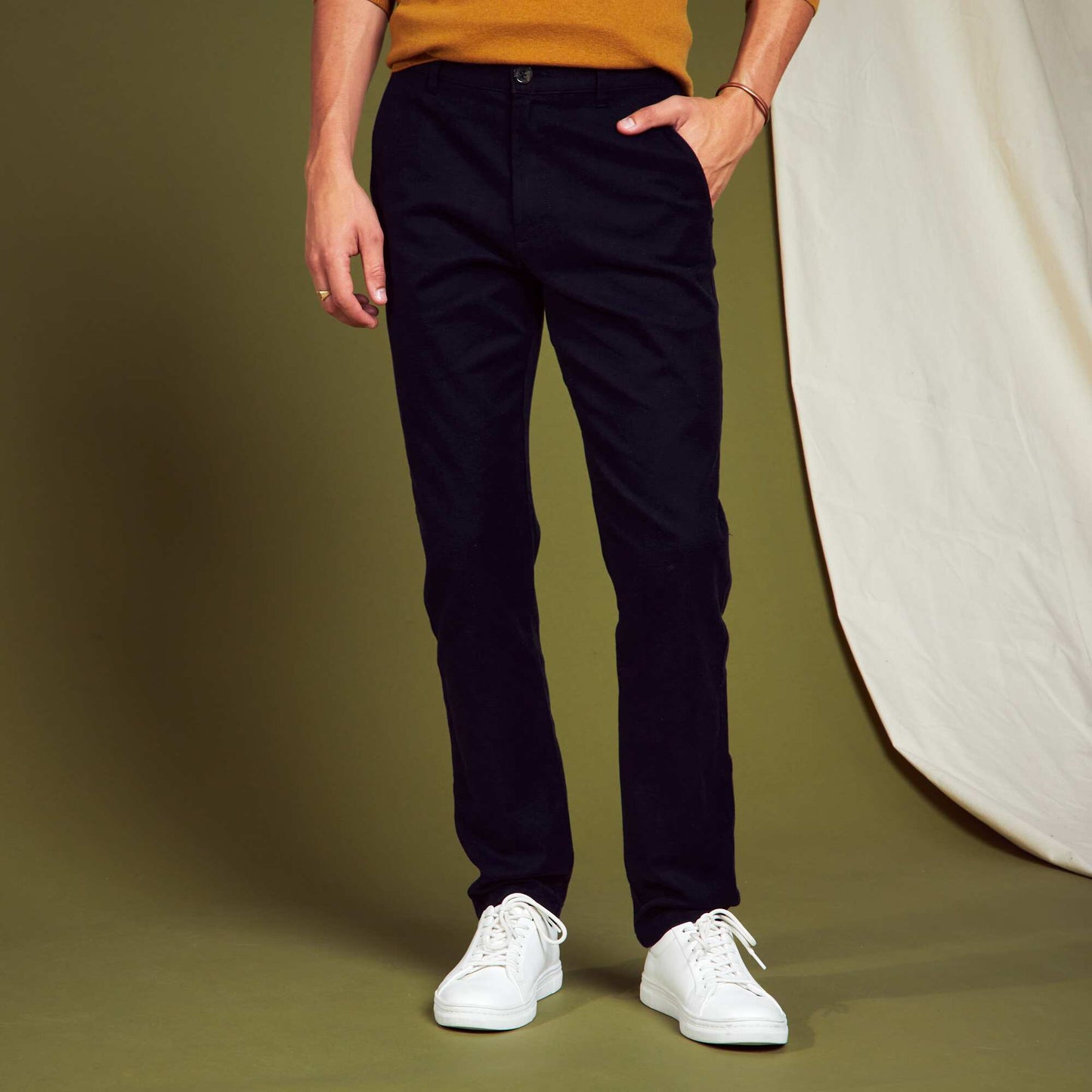 Slim-fit jacquard trousers BLACK IRIS