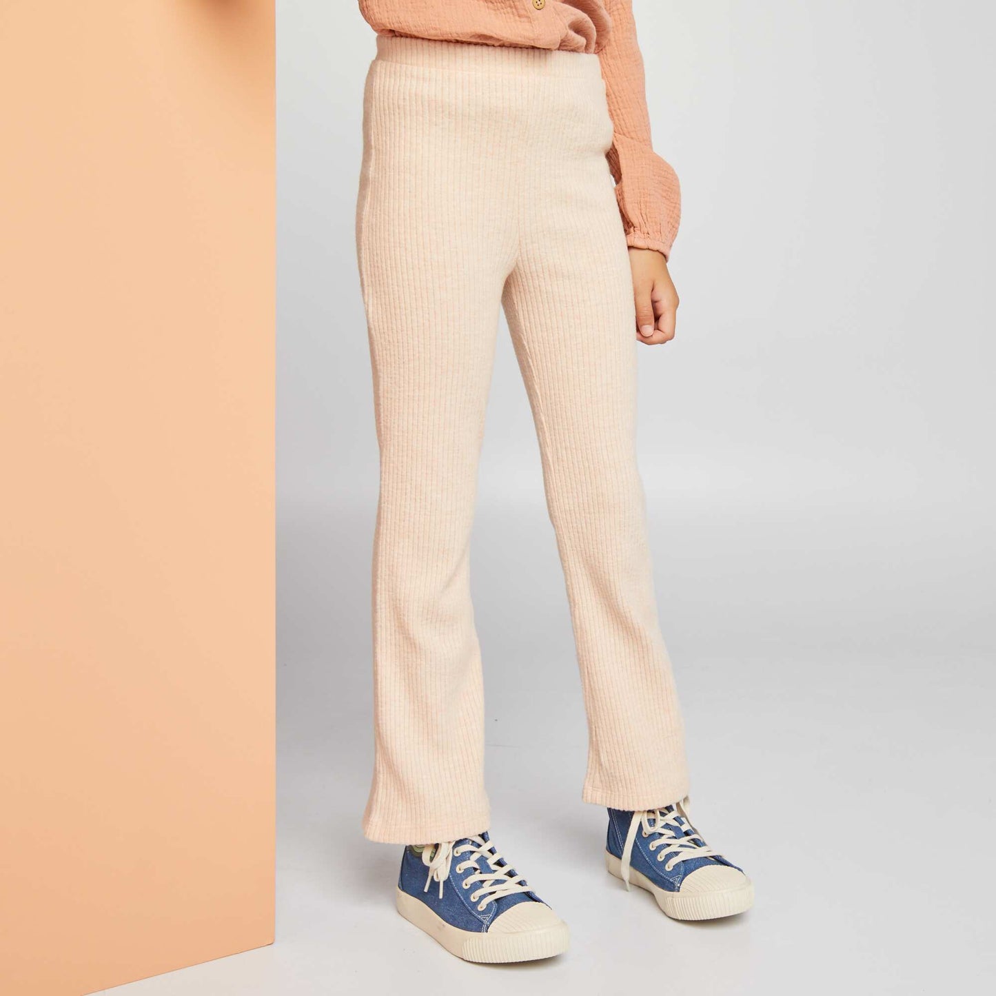 Ribbed knit trousers BEIGE