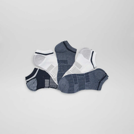 Pack of 5 pairs of invisible sports socks BLUE