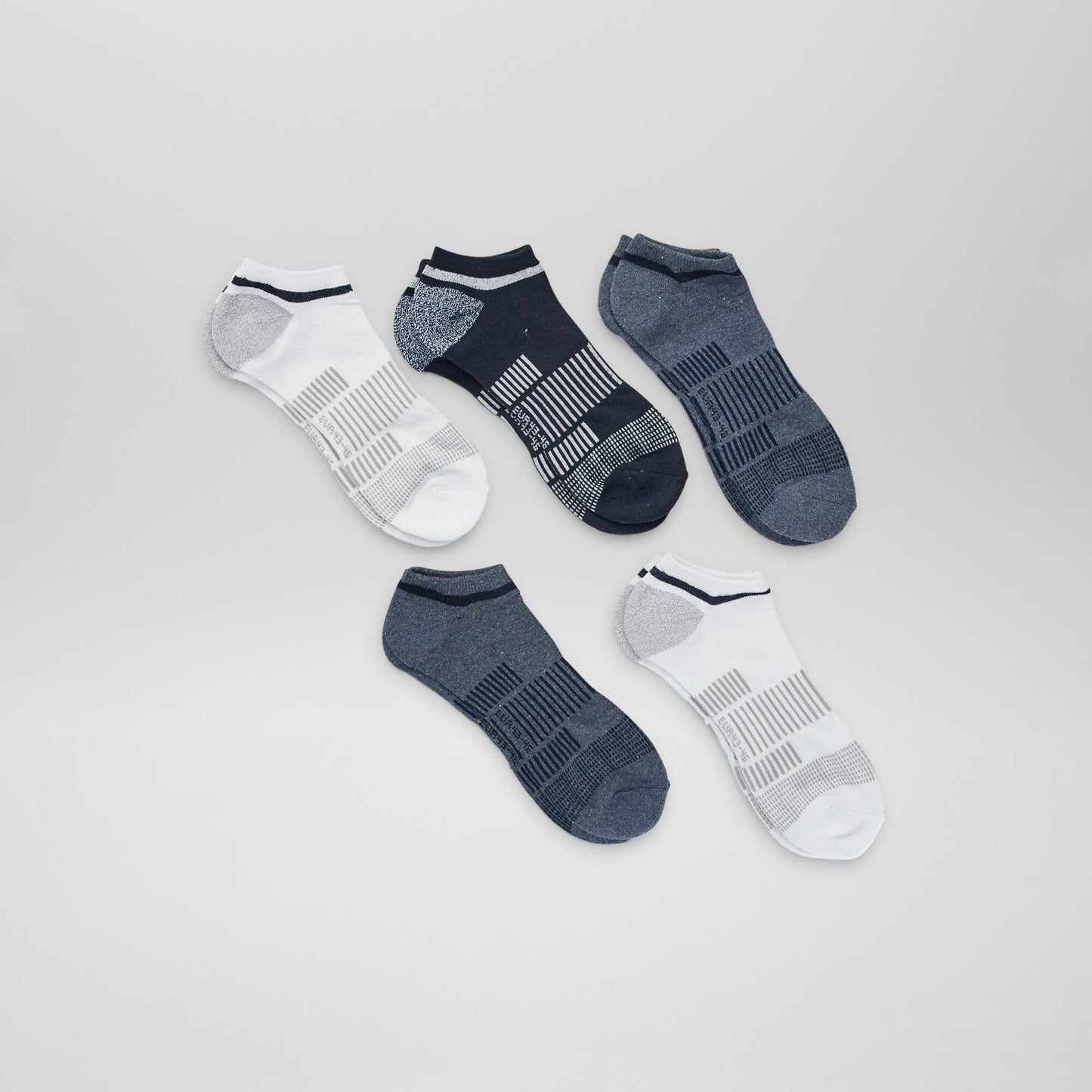 Pack of 5 pairs of invisible sports socks BLUE