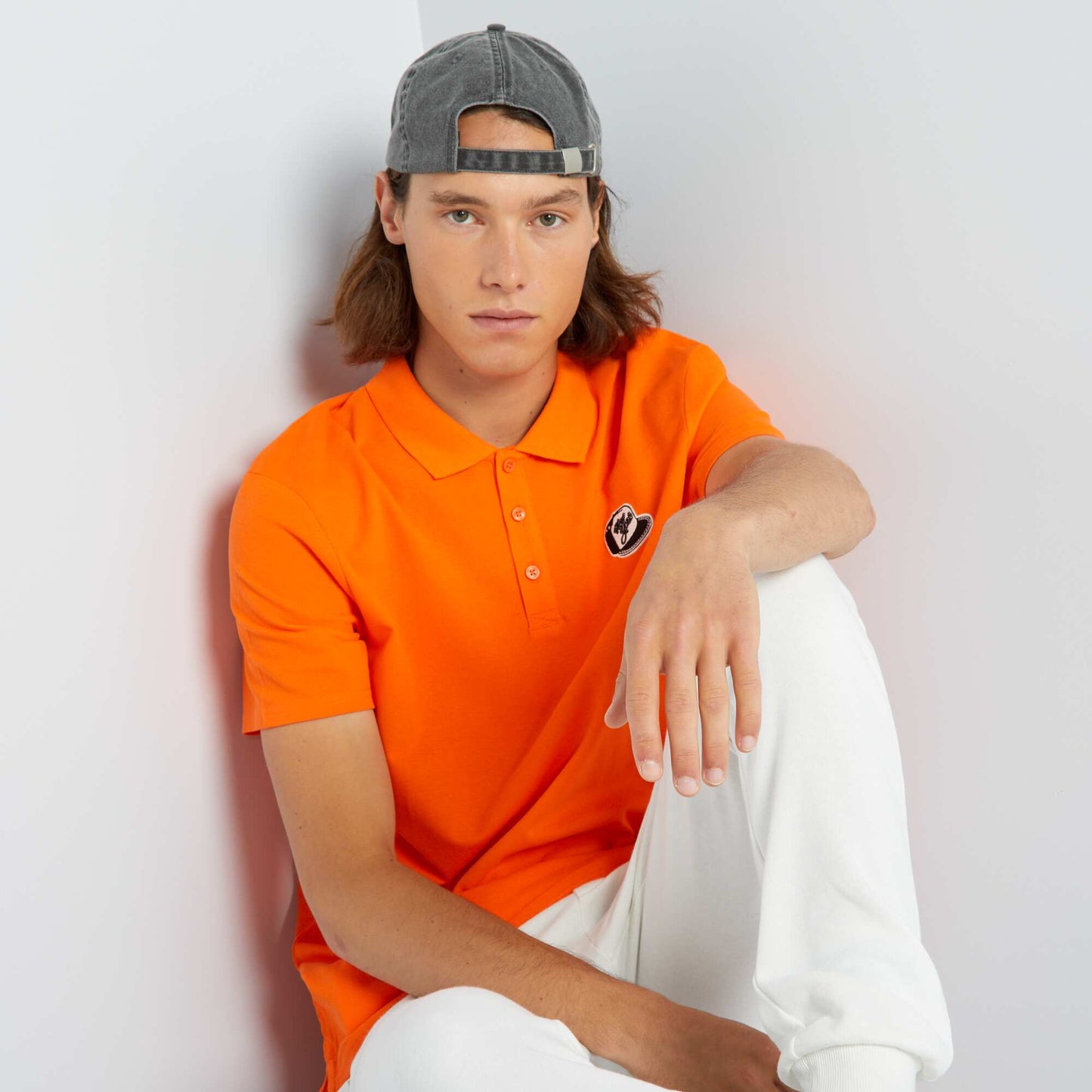 Cotton piqué polo shirt ORANGE